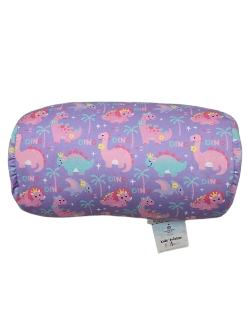 NWT Kids Purple Pink Blue Dinosaur Beaded Bolster Pillow Comfort Bay Dino Travel